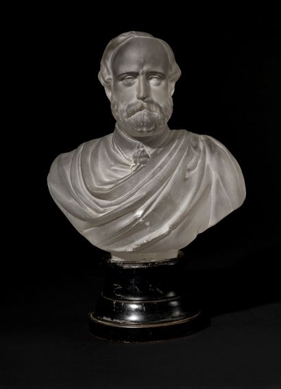 null "The Count of Chambord".

Opaque molded crystal bust on a turned blackened wood...