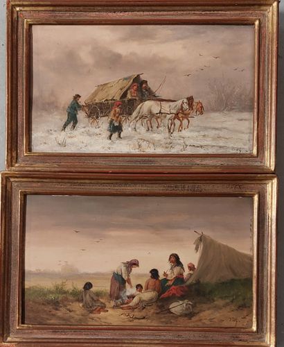 null NORTHERN SCHOOL of the 19th century
Nomadic scene in landscapes
Pair of panels...