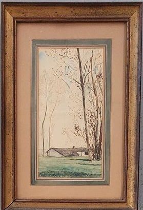 null SET of three works including : 
- School of the XIXth century, Landscape signed...