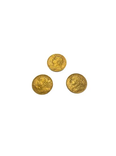null SWITZERLAND
3 coins 20 francs gold
Weight : 19.3 g