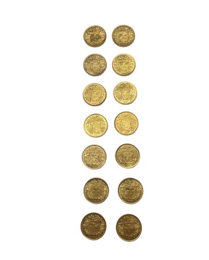 null SWITZERLAND
14 pieces 20 francs gold
Weight : 90.2 g
