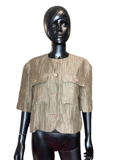 null CHRISTIAN DIOR BOUTIQUE 
Short-sleeved summer jacket in ice brown linen and...