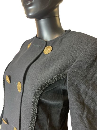 null CHRISTIAN LACROIX 
Black wool and velvet double-breasted jacket with eight gold...