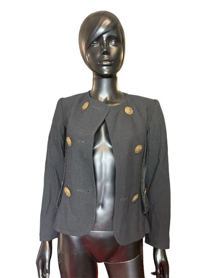 null CHRISTIAN LACROIX 
Black wool and velvet double-breasted jacket with eight gold...