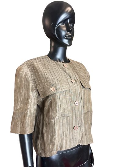 null CHRISTIAN DIOR BOUTIQUE 
Short-sleeved summer jacket in ice brown linen and...