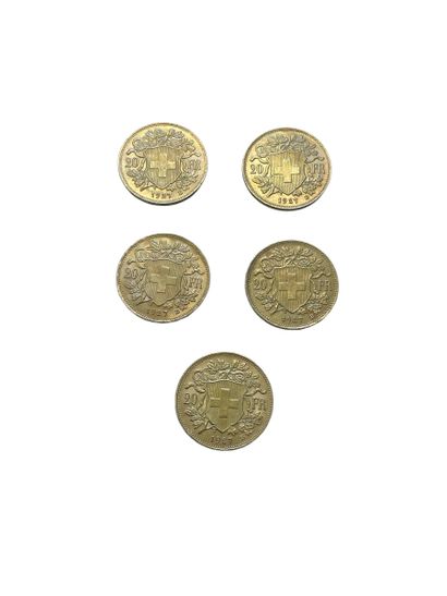 null SWITZERLAND
5 coins 20 francs gold
Weight : 32.2 g