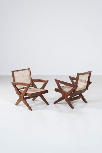 null PIERRE JEANNERET (1896-1967)

PJ SI 45 A

"Cross easy Chair", circa 1956

Pair...