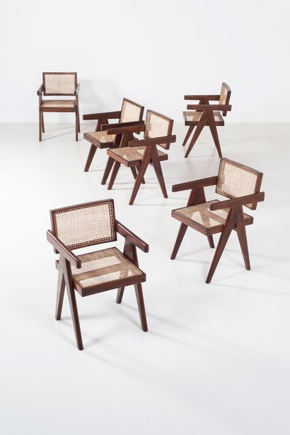 null PIERRE JEANNERET (1896-1967)

PJ SI 28 A

"Floating Back Chairs

Suite of six...