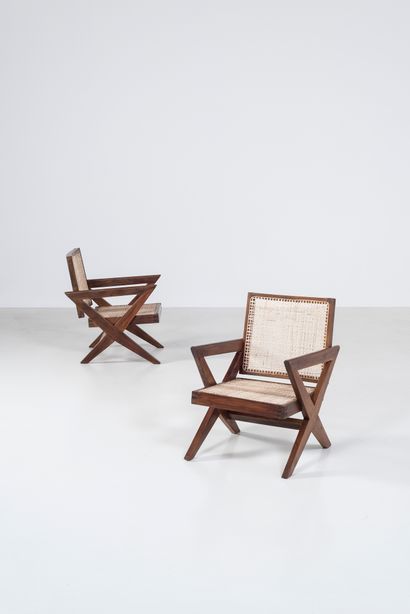 null PIERRE JEANNERET (1896-1967)

PJ SI 45 A

"Cross easy Chair", circa 1956

Pair...
