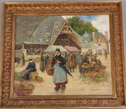 null Charles RIVIERE (1848-1920)

Vue de marché breton

Huile sur toile signée en...