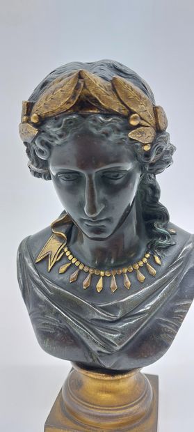 null BULIO Jean (1827-1911) d'après
Buste de l'actrice Rachel en bronze patiné et...