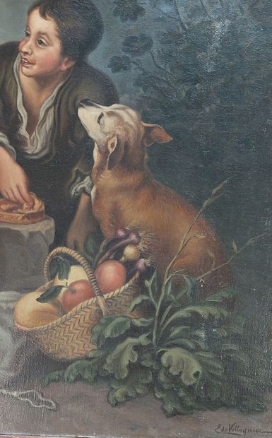 null E. DE VILLOQUIEZ (d'après Bartolomé Esteban Murillo 1617-1682) 

Enfants mangeant...