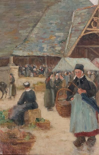 null Charles RIVIERE (1848-1920)

Vue de marché breton

Huile sur toile signée en...