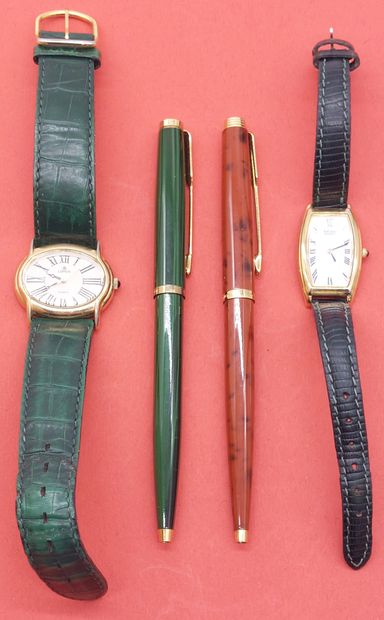 null PARKER__
Two lacquer ballpoint pens____.
__
Two women's watches, one Seiko,...