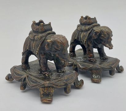 PAIR OF CANDLES representing elephants in...
