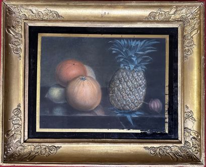 null STILL LIFE WITH FRUIT__
Pastel under glass__
29 x 39 cm__
(accident to the ...