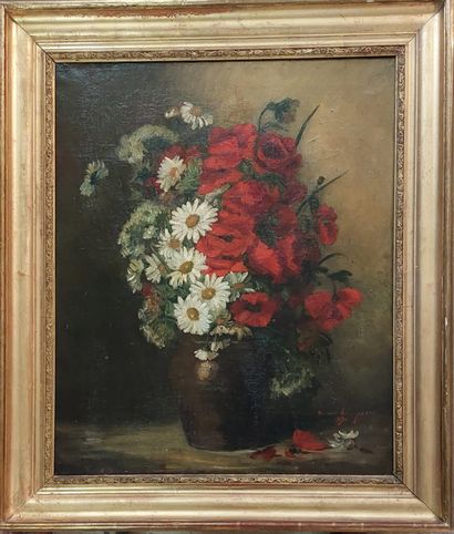 null BOUQUET OF FLOWERS__
Oil on canvas signed and dated lower right: Chopin ?__
55...