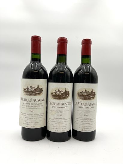 3 bottles CHÂTEAU AUSONE 1961 1er GCC (A)...