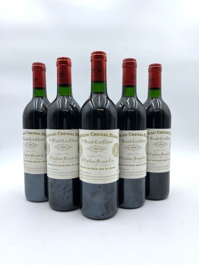 5 bottles CHÂTEAU CHEVAL BLANC 1990 1er GCC...