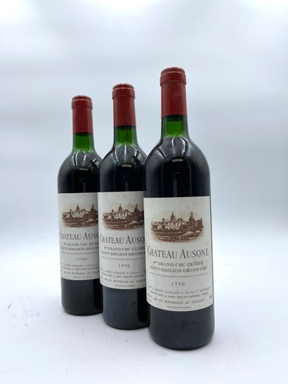 3 bottles CHÂTEAU AUSONE 1990 1er GCC (A)...