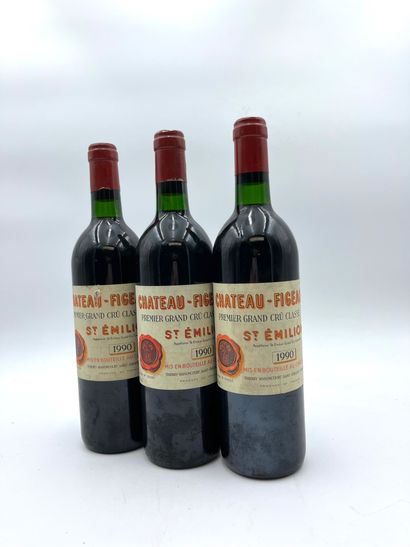 3 bottles CHÂTEAU FIGEAC 1990 1er GGCC (B)...