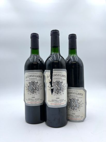 3 bottles CHÂTEAU LA CONSEILLANTE 1988 Pomerol
(N....