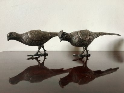 null COUPLE OF PERDREAUX in silver plated metal. 
7 x 27 cm