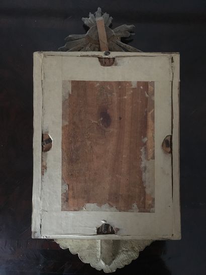 null RELIQUAIRE-CRUCIFIX en bois doré, le Christ en fonte polychrome 
Italie, XIXe...