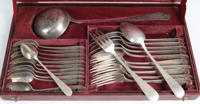 null SWISS SILVER MENAGERE

Uniplat model, including a ladle, six cutlery and twelve...