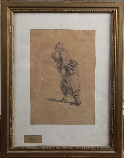 null Isidore PILS (1813-1875) 

"La zouave" 

Dessin à la mine de plomb, signé en...