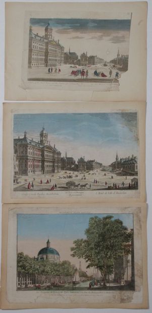 null LOT OF THREE OPTICAL VIEWS depicting Amsterdam, including a view of the Amsterdam...