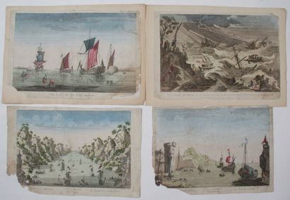 null SET OF FOUR SEA VIEW, including the port of Gibraltar, sea view at sunset. 

(tears,...