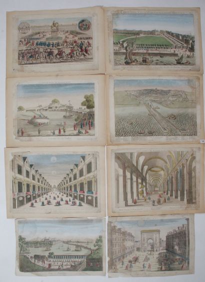 null SET OF EIGHT OPTICAL VIEWS OF FRENCH CITIES, including perspective of the Porte...