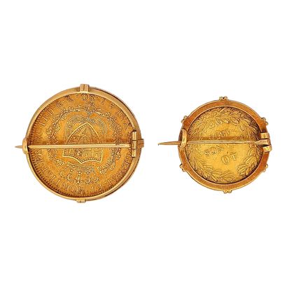 null TWO PINS
holding coins of Louis Philippe I of 40 Francs of 1858 and one with...