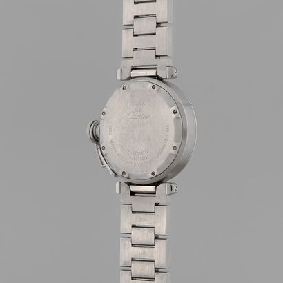 null CARTIER 
Pasha
Ref : 2550. 
N°: 826076CD.
Circa : 2010. 
Steel bracelet watch....