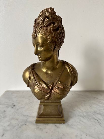 null ECOLE FRANCAISE FIN XIXe siècle
Diane de Poitiers
Bronze à patine dorée
H :...