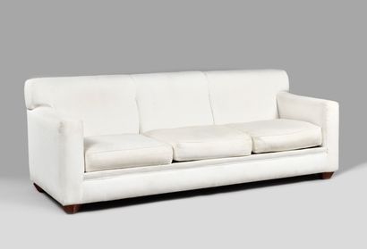 Three-seater club sofa upholstered in white...