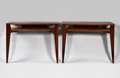 WORK OF THE 1950S
Pair of consoles in mahogany...