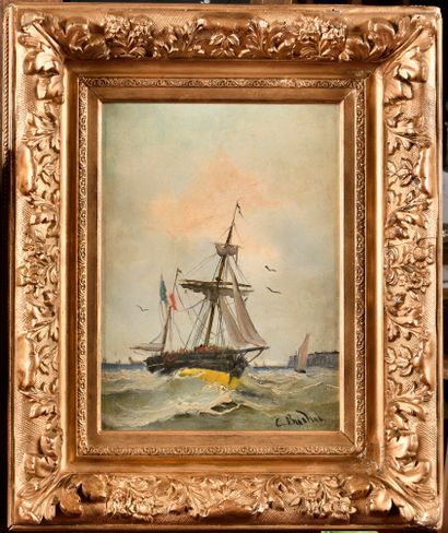 C. BURDIN (XIX)
Ships in port
Oil on canvas
Signed...