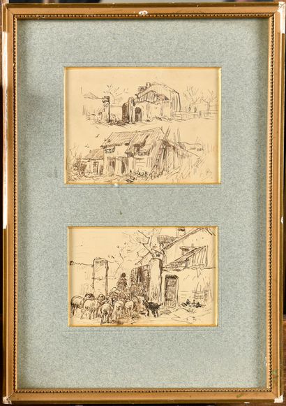 null Félix Saturnin BRISSOT DE WARVILLE (1818-1892)
At the farm
Two pen and ink drawings...