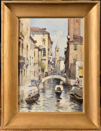 null Paolo SALA (1859-1924)
Riva San Barnaba, Venise
Aquarelle 
Signé en bas à droite...
