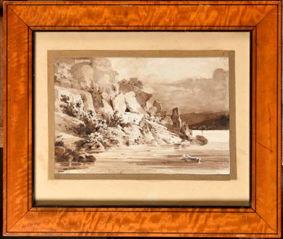 Jean-Louis DAVID (1792-1868)
Paysage lacustre,...