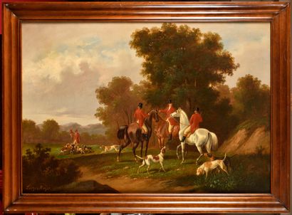 null EASTERN SCHOOL OF THE 19TH CENTURY 
Hunting scene 
Oil on canvas 
Signed "Liezen...