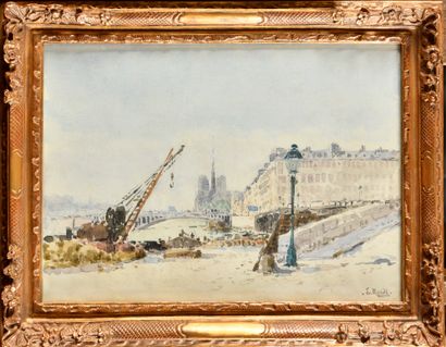 null François NARDI (1861-1936)
Paris, les quais de Seine 
Aquarelle 
Signé en bas...