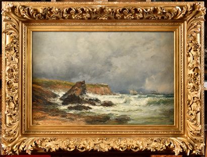 null Jean-Baptiste OLIVE (1848-1936)
Voiliers près des falaises
Huile sur toile 
Signé...