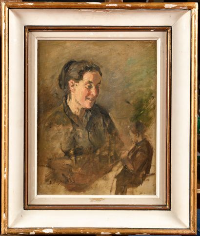 null Marcellin-Gilbert DESBOUTIN (1823-1902)
Portrait de femme 
Huile sur toile 
Signé...