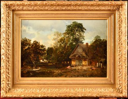 null Camille FLERS (1802-1868)
Devant de ferme 
Huile sur toile 
Signé en bas à droite...