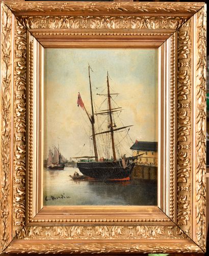C. BURDIN (XIX)
Ships in port
Oil on canvas
Signed...