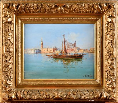 null François NARDI (1861-1936) 
Le Grand Canal à Venise 
Huile sur toile
Signé en...