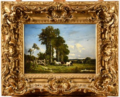 null FELIX BRISSOT DE WARVILLE (1818-1892)

Chevaux dans la prairie

Huile sur toile

Signé...